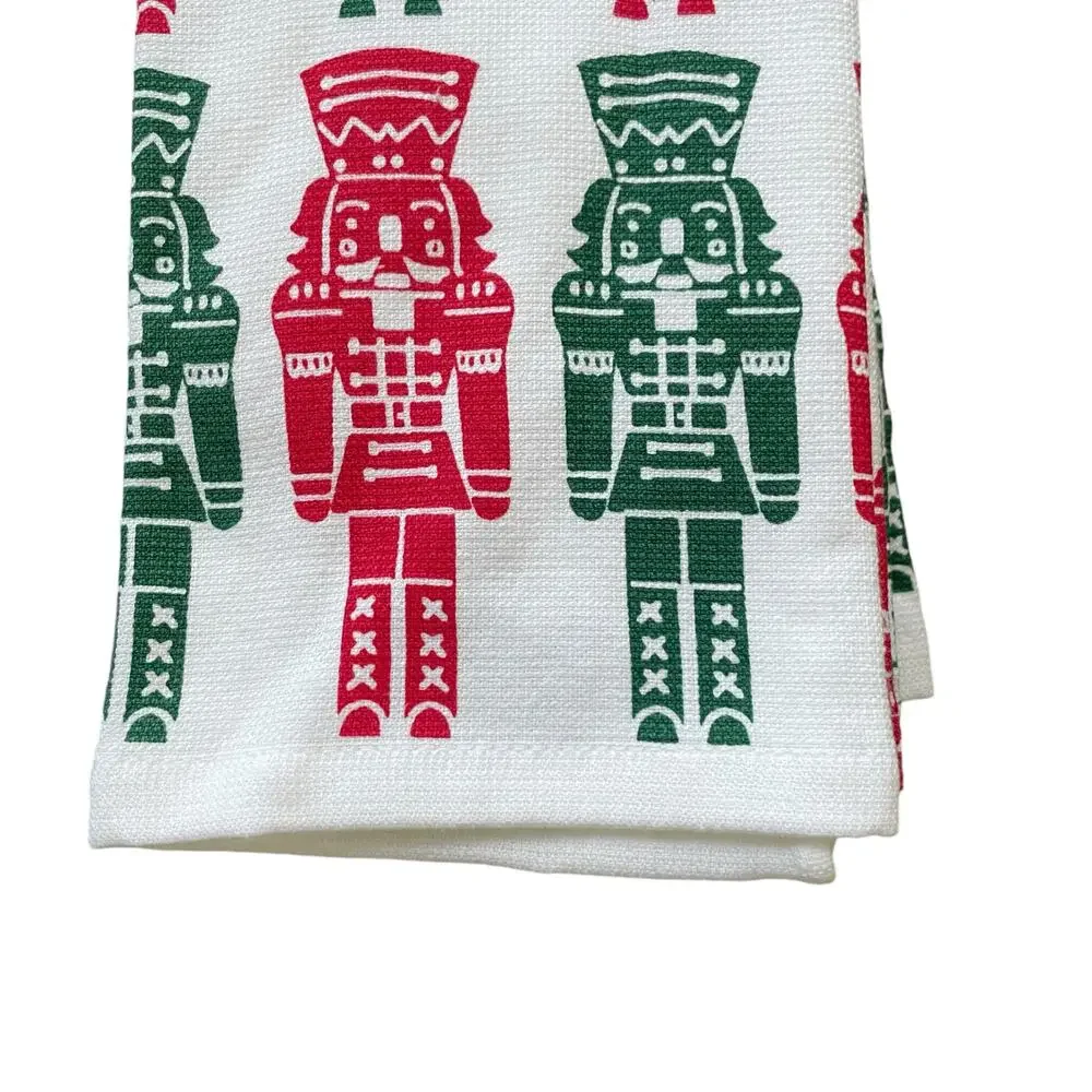 La Cuisine Christmas NUTCRACKER Kitchen Towels Set of 4 HOLIDAY Green Red White